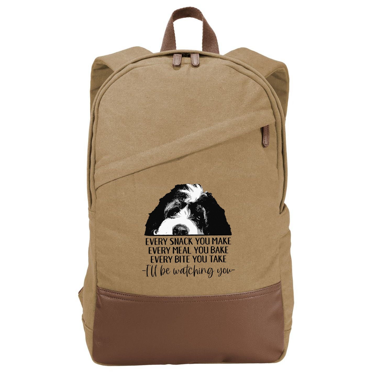 Bernedoodle Ill Be Watching You Bernedoodle Dog Lovers Gift Cotton Canvas Backpack