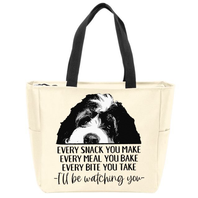 Bernedoodle Ill Be Watching You Bernedoodle Dog Lovers Gift Zip Tote Bag