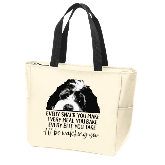 Bernedoodle Ill Be Watching You Bernedoodle Dog Lovers Gift Zip Tote Bag