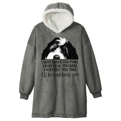 Bernedoodle Ill Be Watching You Bernedoodle Dog Lovers Gift Hooded Wearable Blanket