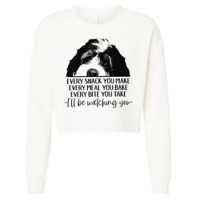 Bernedoodle Ill Be Watching You Bernedoodle Dog Lovers Gift Cropped Pullover Crew