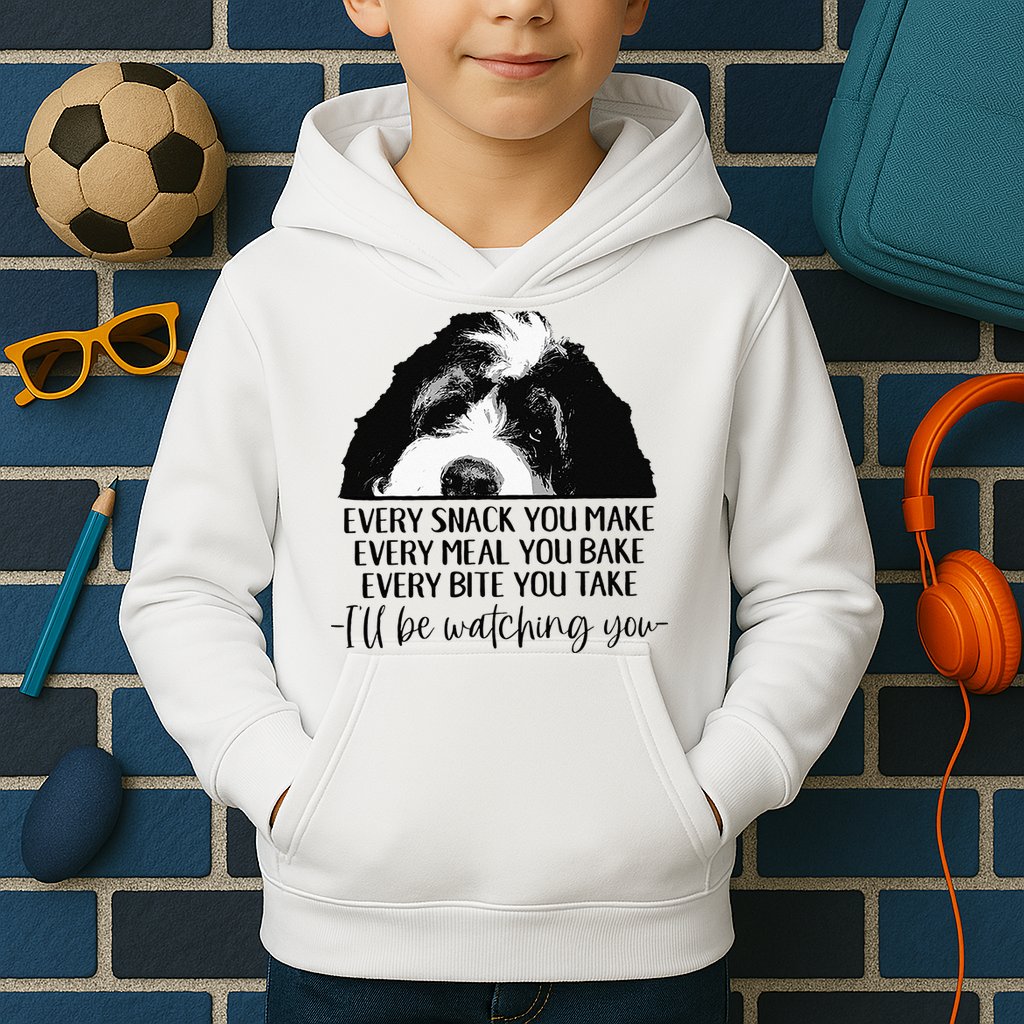 Bernedoodle Ill Be Watching You Bernedoodle Dog Lovers Gift Kids Hoodie
