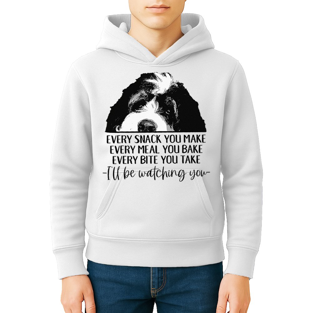 Bernedoodle Ill Be Watching You Bernedoodle Dog Lovers Gift Kids Hoodie