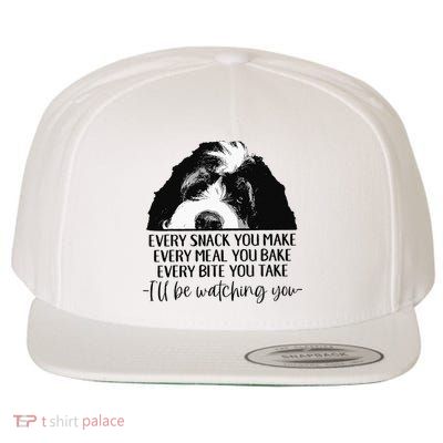 Bernedoodle Ill Be Watching You Bernedoodle Dog Lovers Gift Wool Snapback Cap