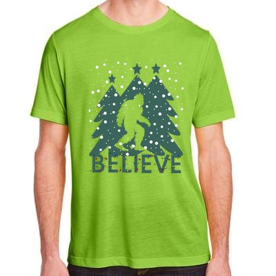 Believe In Bigfoot Christmas Lights Funny Sasquatch Adult ChromaSoft Performance T-Shirt