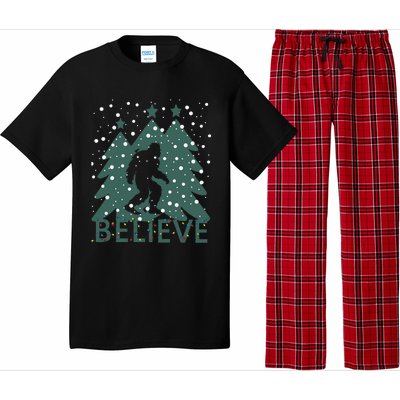 Believe In Bigfoot Christmas Lights Funny Sasquatch Pajama Set