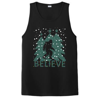 Believe In Bigfoot Christmas Lights Funny Sasquatch PosiCharge Competitor Tank