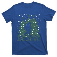 Believe In Bigfoot Christmas Lights Funny Sasquatch T-Shirt