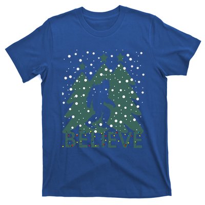 Believe In Bigfoot Christmas Lights Funny Sasquatch T-Shirt