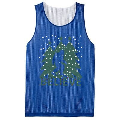 Believe In Bigfoot Christmas Lights Funny Sasquatch Mesh Reversible Basketball Jersey Tank