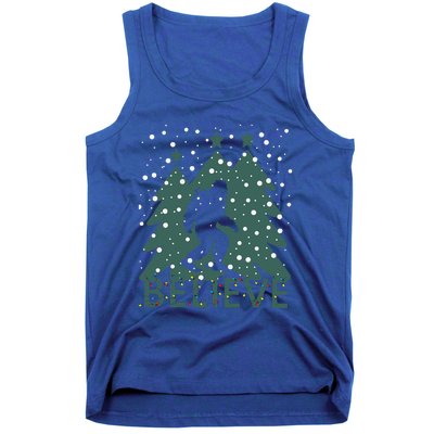 Believe In Bigfoot Christmas Lights Funny Sasquatch Tank Top