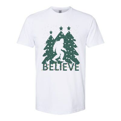 Believe In Bigfoot Christmas Lights Funny Sasquatch Softstyle CVC T-Shirt