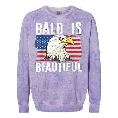 Bald Is Beautiful 4th Of July Independence Day Bald Eagle Colorblast Crewneck Sweatshirt