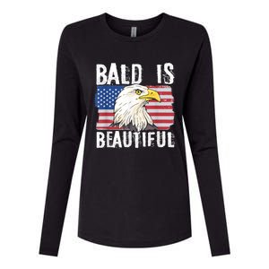 Bald Is Beautiful 4th Of July Independence Day Bald Eagle Womens Cotton Relaxed Long Sleeve T-Shirt