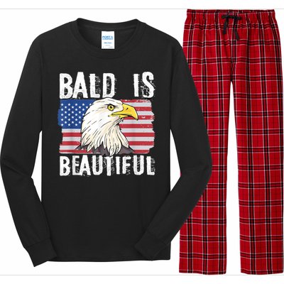 Bald Is Beautiful 4th Of July Independence Day Bald Eagle Long Sleeve Pajama Set