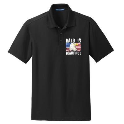 Bald Is Beautiful 4th Of July Independence Day Bald Eagle Dry Zone Grid Polo