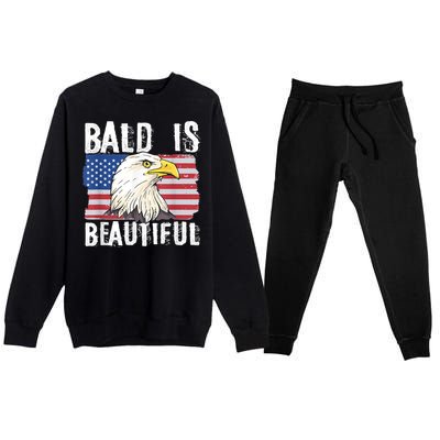 Bald Is Beautiful 4th Of July Independence Day Bald Eagle Premium Crewneck Sweatsuit Set