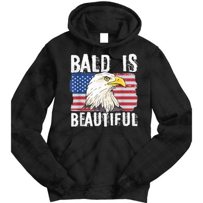 Bald Is Beautiful 4th Of July Independence Day Bald Eagle Tie Dye Hoodie