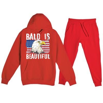 Bald Is Beautiful 4th Of July Independence Day Bald Eagle Premium Hooded Sweatsuit Set