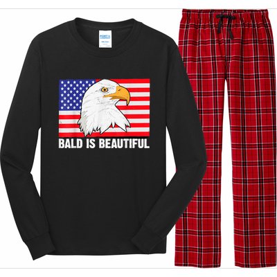 Bald Is Beautiful 4th Of July Independence Day Bald Eagle Long Sleeve Pajama Set