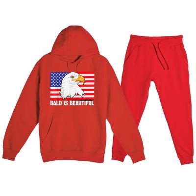 Bald Is Beautiful 4th Of July Independence Day Bald Eagle Premium Hooded Sweatsuit Set