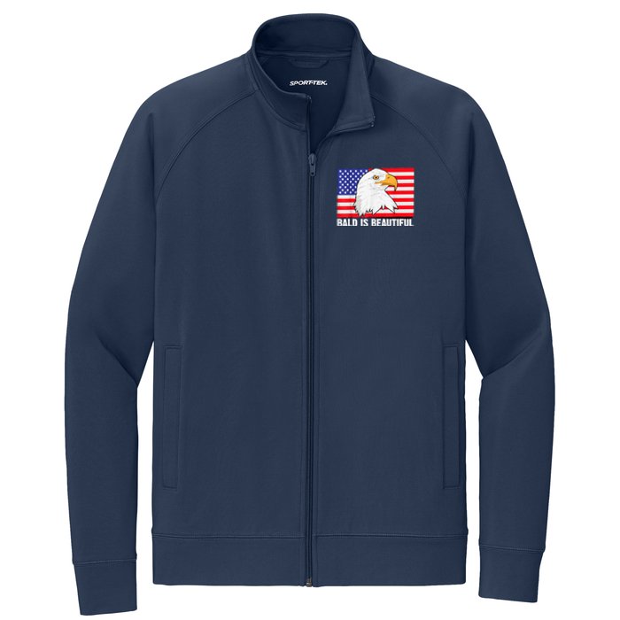 Bald Is Beautiful 4th Of July Independence Day Bald Eagle Stretch Full-Zip Cadet Jacket