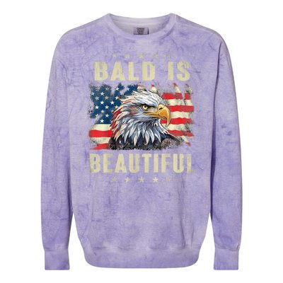 Bald Is Beautiful 4th Of July Independence Day Bald Eagle Colorblast Crewneck Sweatshirt