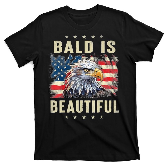 Bald Is Beautiful 4th Of July Independence Day Bald Eagle T-Shirt