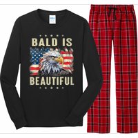 Bald Is Beautiful 4th Of July Independence Day Bald Eagle Long Sleeve Pajama Set