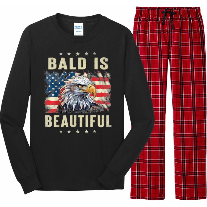 Bald Is Beautiful 4th Of July Independence Day Bald Eagle Long Sleeve Pajama Set