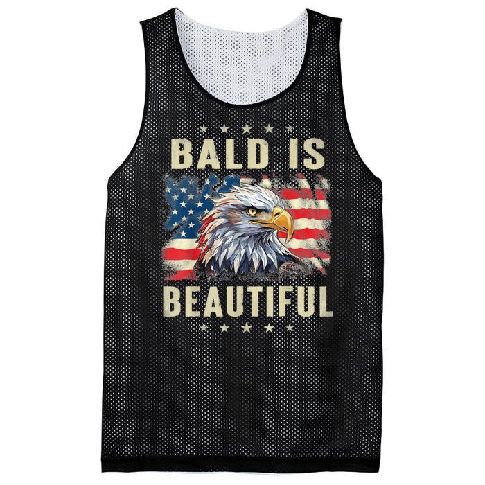 Bald Is Beautiful 4th Of July Independence Day Bald Eagle Mesh Reversible Basketball Jersey Tank