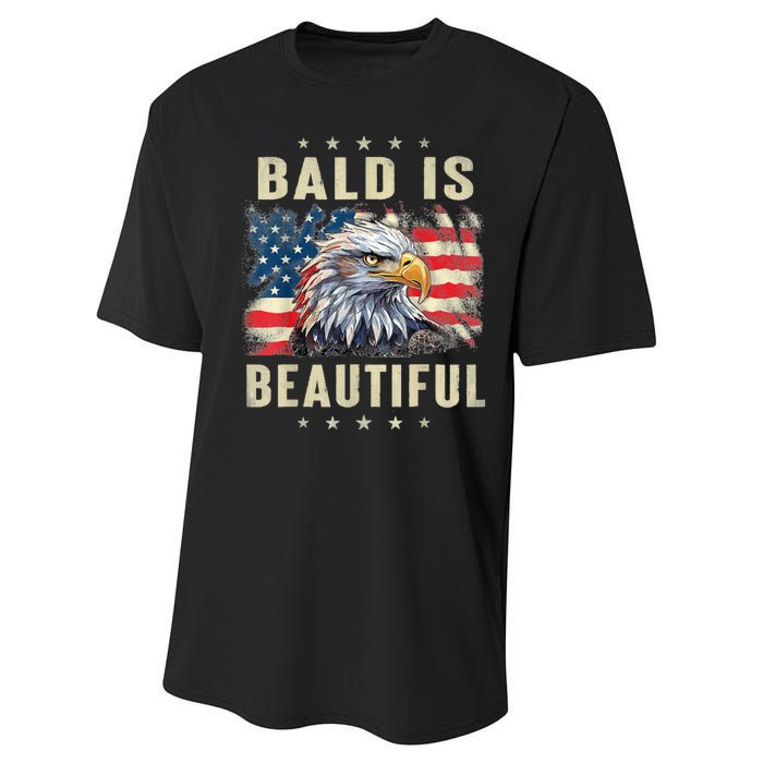 Bald Is Beautiful 4th Of July Independence Day Bald Eagle Performance Sprint T-Shirt