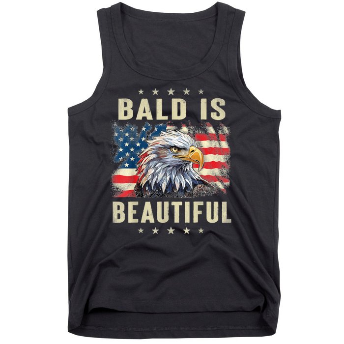 Bald Is Beautiful 4th Of July Independence Day Bald Eagle Tank Top