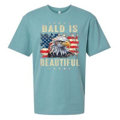 Bald Is Beautiful 4th Of July Independence Day Bald Eagle Sueded Cloud Jersey T-Shirt