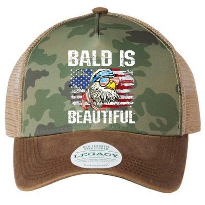 Bald Is Beautiful 4th Of July Independence Day Bald Eagle Legacy Tie Dye Trucker Hat