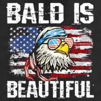 Bald Is Beautiful 4th Of July Independence Day Bald Eagle 7 Panel Mesh Trucker Snapback Hat