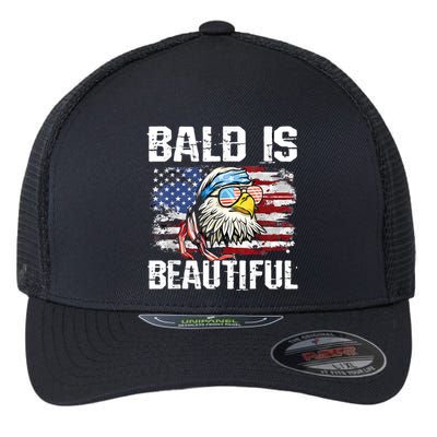 Bald Is Beautiful 4th Of July Independence Day Bald Eagle Flexfit Unipanel Trucker Cap