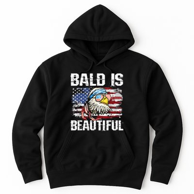 Bald Is Beautiful 4th Of July Independence Day Bald Eagle Hoodie