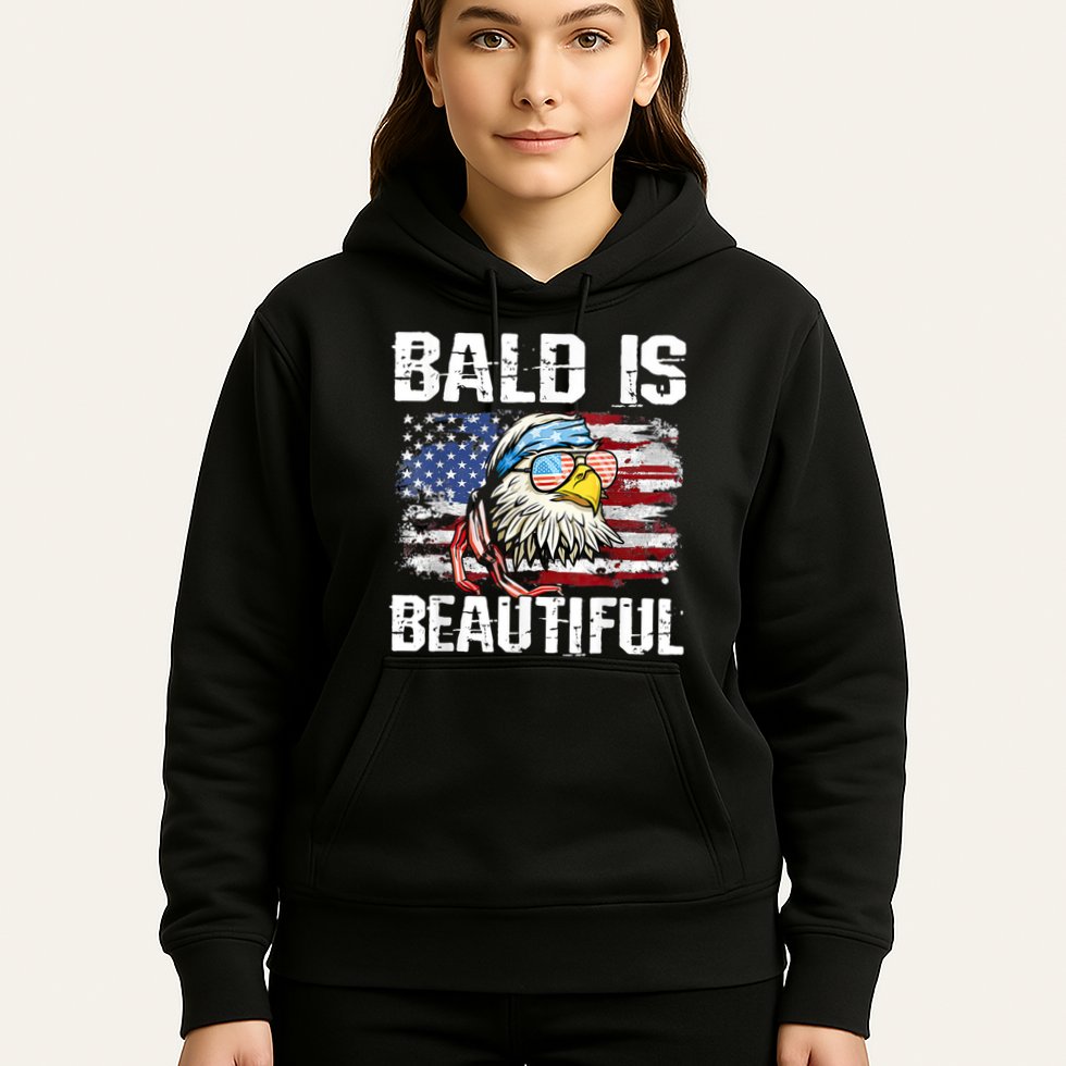 Bald Is Beautiful 4th Of July Independence Day Bald Eagle Hoodie