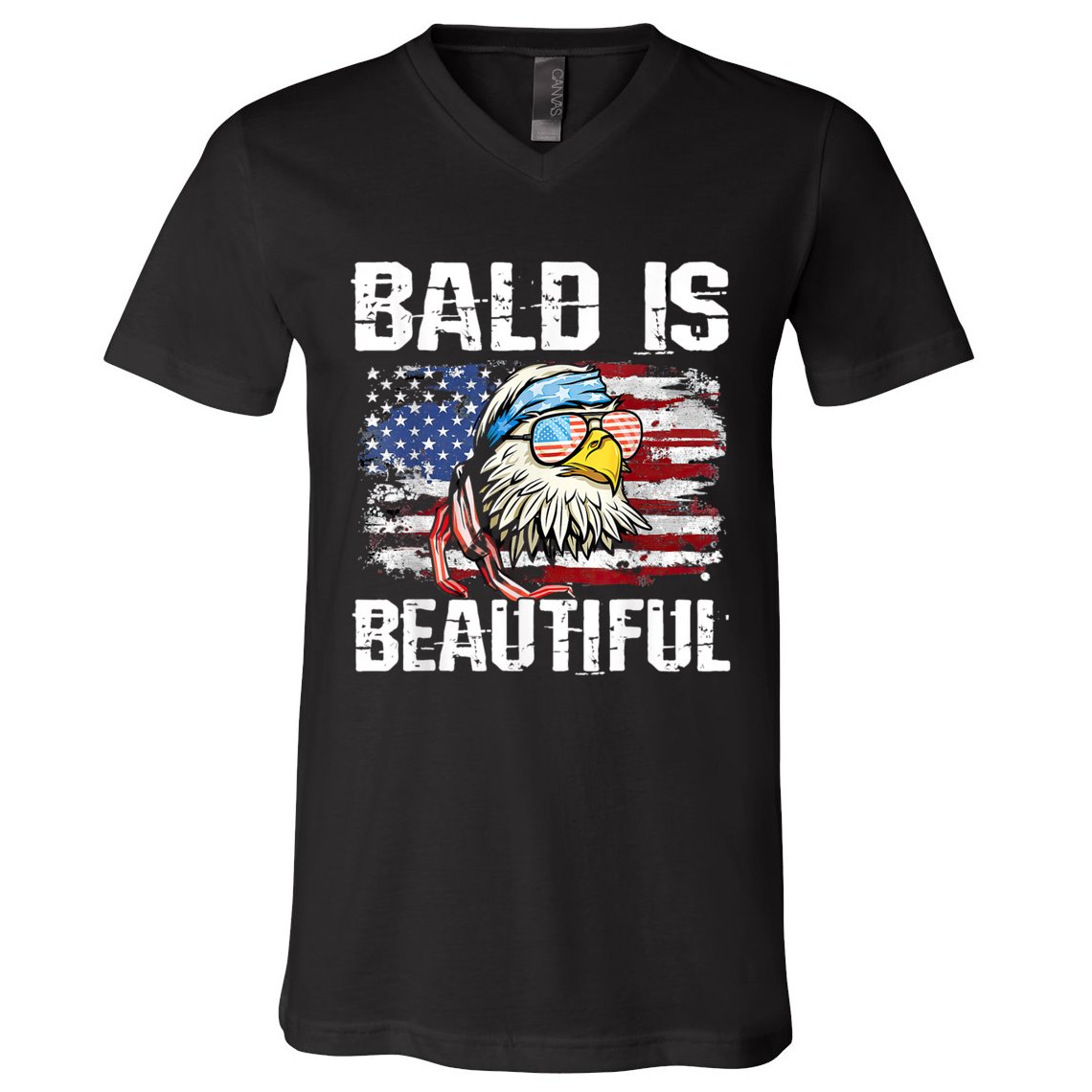 Bald Is Beautiful 4th Of July Independence Day Bald Eagle V-Neck T-Shirt