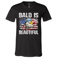 Bald Is Beautiful 4th Of July Independence Day Bald Eagle V-Neck T-Shirt