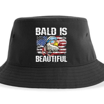 Bald Is Beautiful 4th Of July Independence Day Bald Eagle Sustainable Bucket Hat