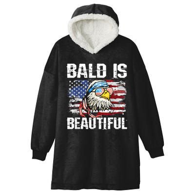 Bald Is Beautiful 4th Of July Independence Day Bald Eagle Hooded Wearable Blanket