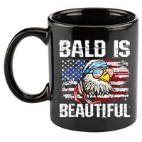 Bald Is Beautiful 4th Of July Independence Day Bald Eagle 11oz C Handle Ceramic Mug
