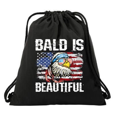 Bald Is Beautiful 4th Of July Independence Day Bald Eagle Drawstring Bag