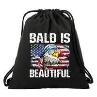 Bald Is Beautiful 4th Of July Independence Day Bald Eagle Drawstring Bag