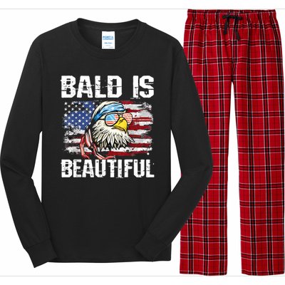 Bald Is Beautiful 4th Of July Independence Day Bald Eagle Long Sleeve Pajama Set