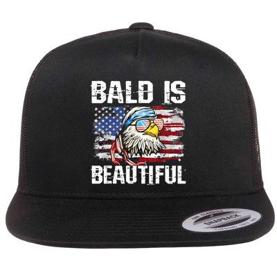 Bald Is Beautiful 4th Of July Independence Day Bald Eagle Flatbill Hat