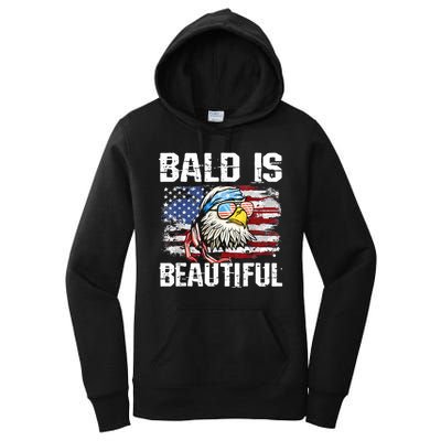 Bald Is Beautiful 4th Of July Independence Day Bald Eagle Women's Pullover Hoodie
