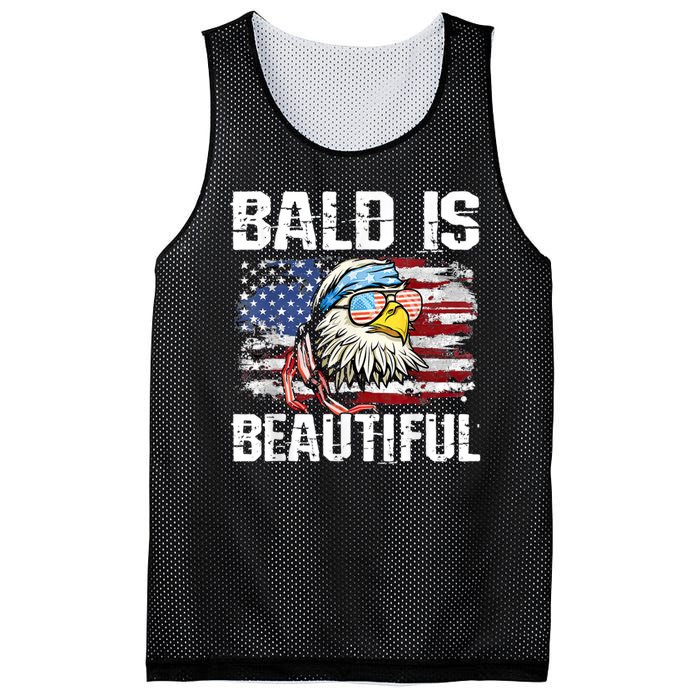 Bald Is Beautiful 4th Of July Independence Day Bald Eagle Mesh Reversible Basketball Jersey Tank